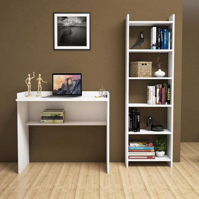 Hanah Home Karma Escritorio y Estantería de Estudio Blanco